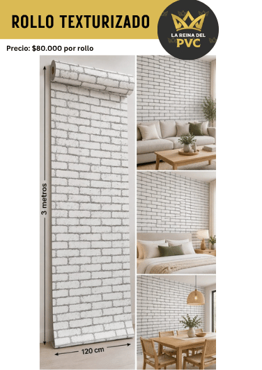 Papel Adhesivo Texturizado Ladrillo Blanco