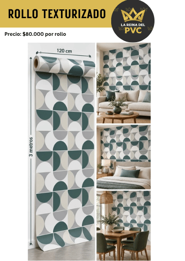 Papel Adhesivo Texturizado Geométrico Verde Y Gris