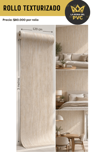 Papel Adhesivo Texturizado Beige Efecto Lino