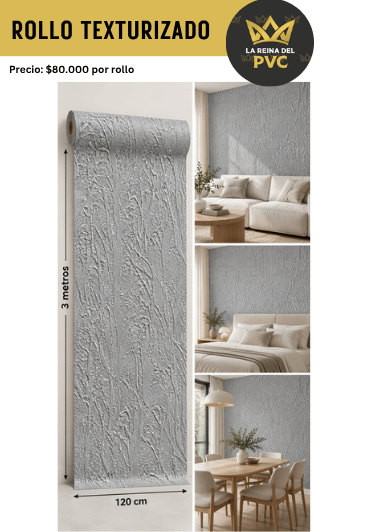 Papel Adhesivo Texturizado Gris Efecto Estuco
